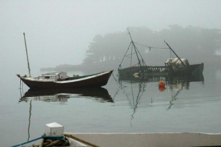 Anse de Pellinec: bootjes in de mist